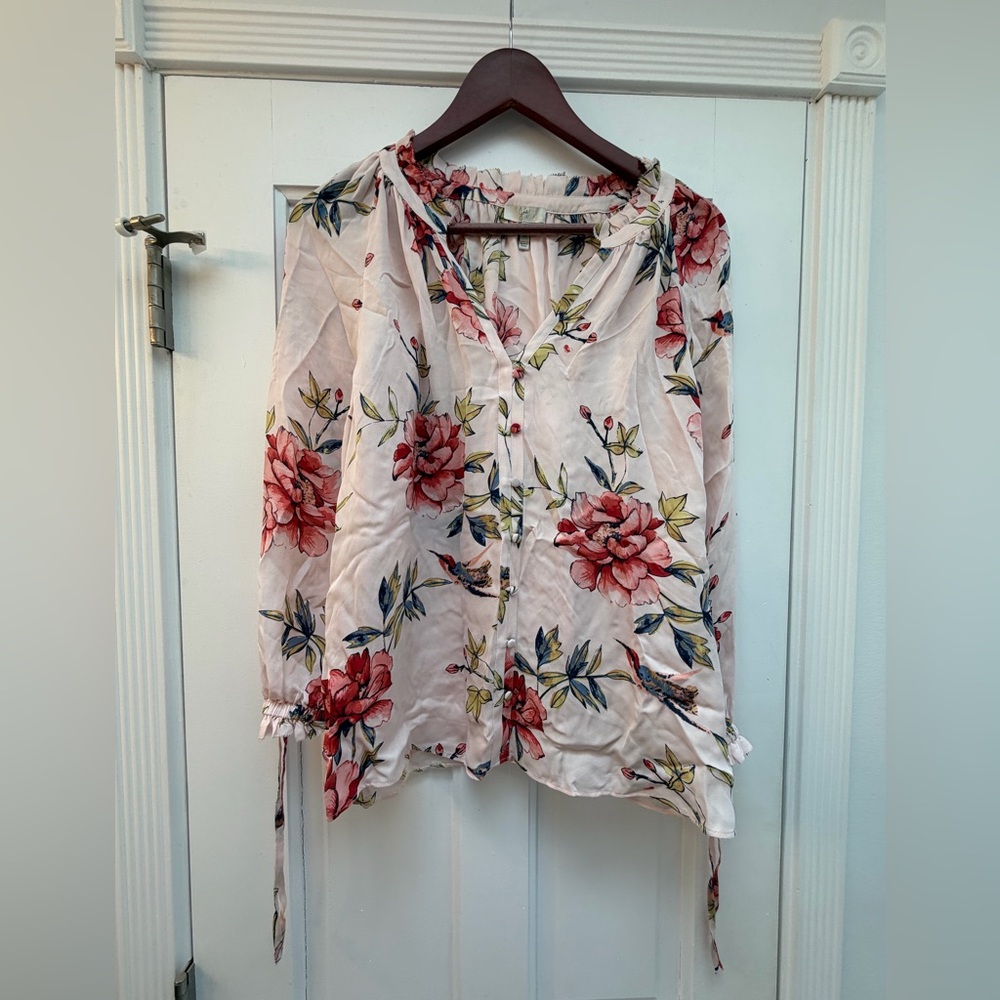 Joie Pink Floral Blouse, 100% Silk